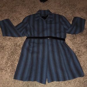 BLUE GEO PRINT WOOL LINED COAT SIZE XL